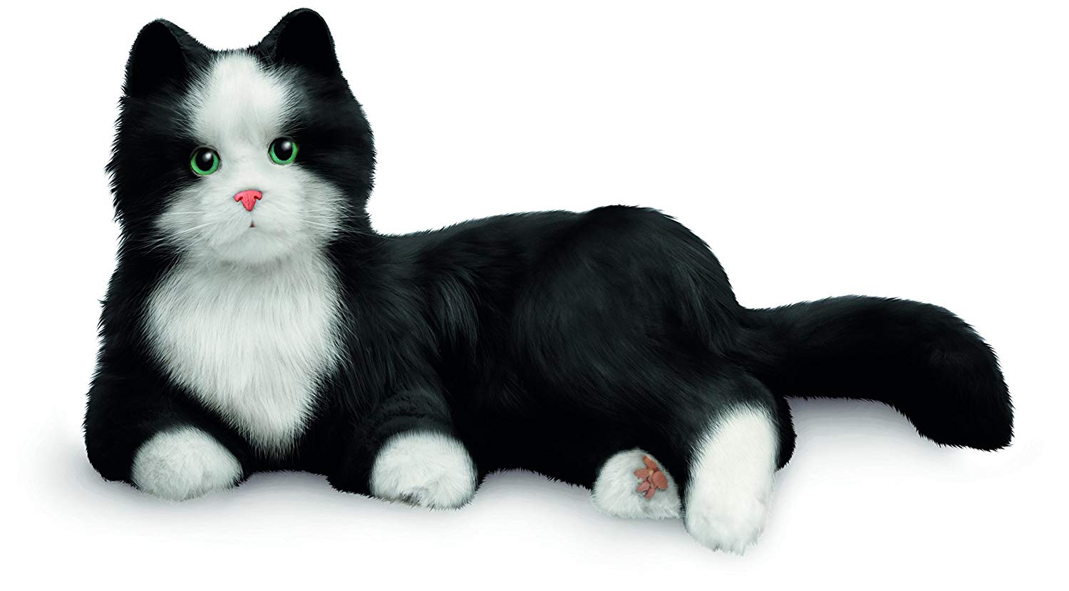 Peluche Chat Interactif pour personne âgée - Noir et blanc 