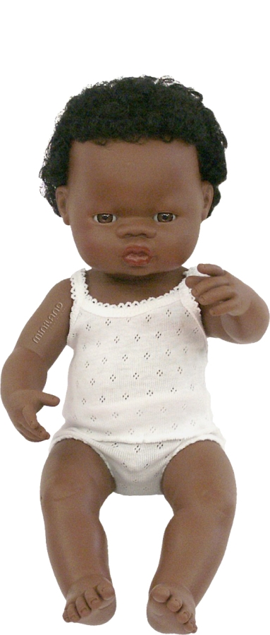 MINILAND, Poupée Bébé Fille Africaine 38 Cm